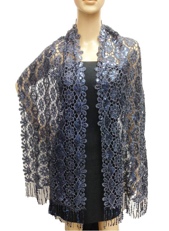 Glam Sequin Lace Shawl-SHW009
