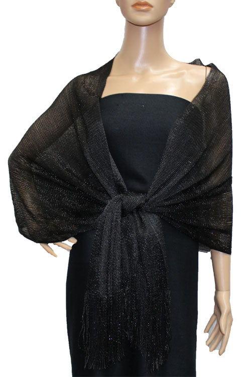 Shimmering Fringe Evening Shawl-SHW011