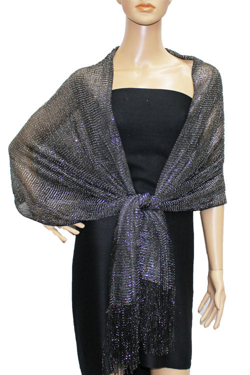 Shimmering Fringe Evening Shawl-SHW011