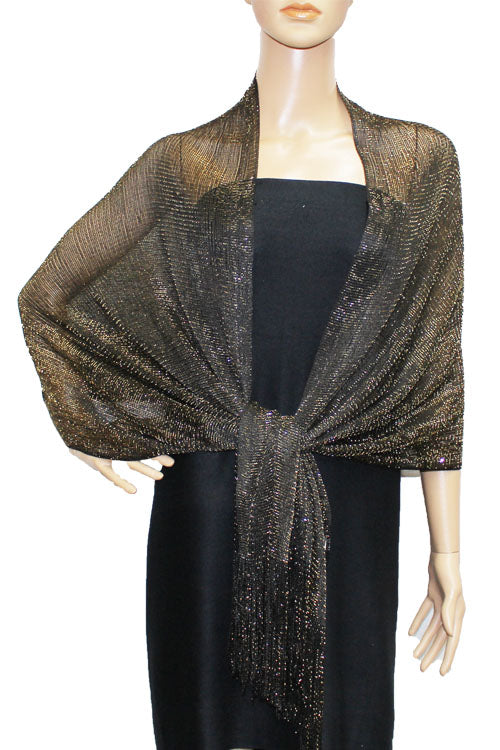 Shimmering Fringe Evening Shawl-SHW011