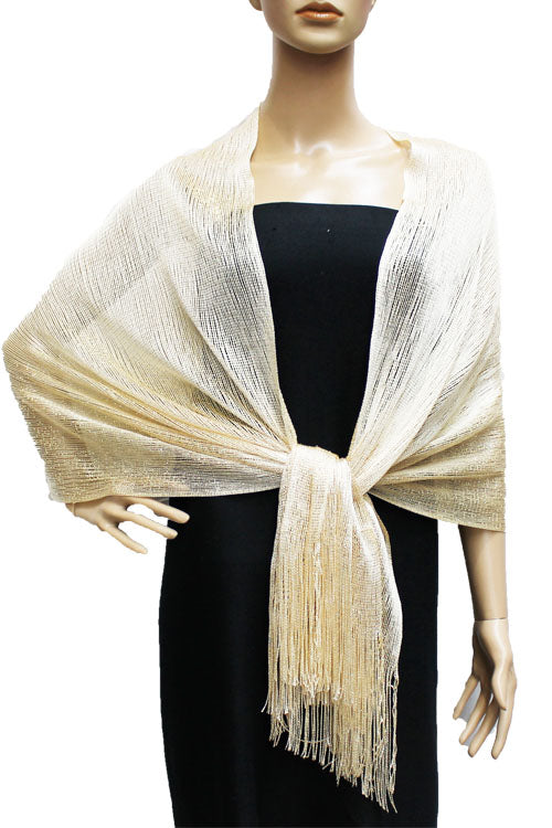 Shimmering Fringe Evening Shawl-SHW011