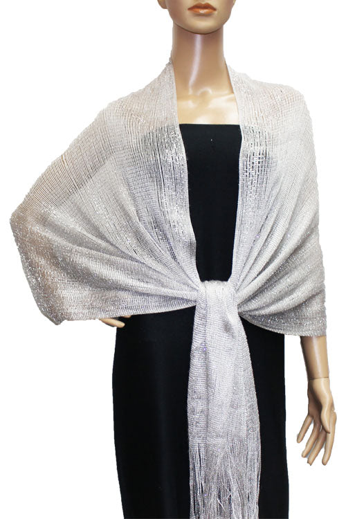Shimmering Fringe Evening Shawl-SHW011