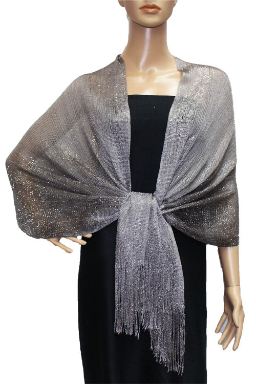 Shimmering Fringe Evening Shawl-SHW011