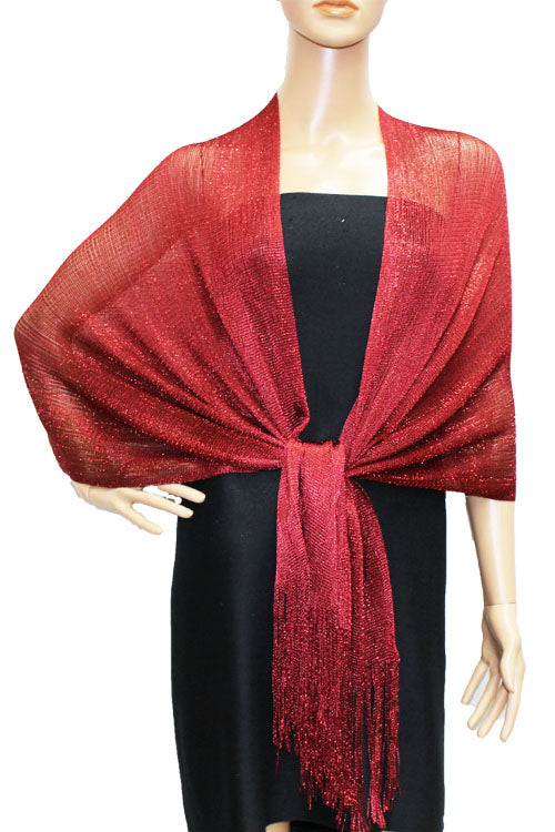 Shimmering Fringe Evening Shawl-SHW011