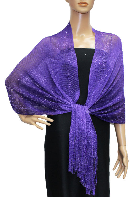 Shimmering Fringe Evening Shawl-SHW011