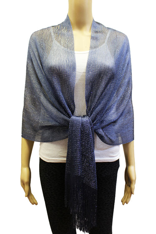 Shimmering Fringe Evening Shawl-SHW011