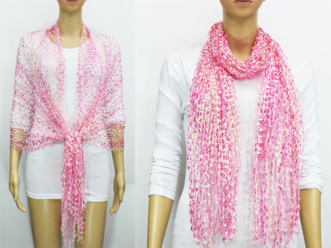 Iridescent Fringe Mesh Scarf-SHW018