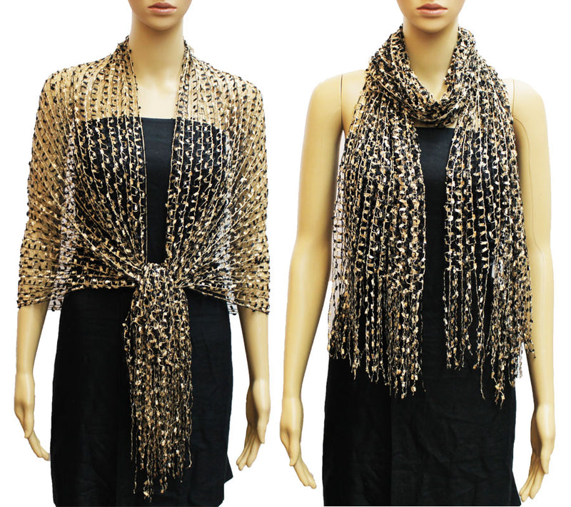 Iridescent Fringe Mesh Scarf-SHW018