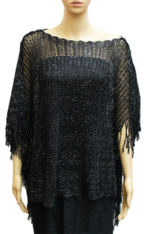 Elegant open-knit poncho -SHW029