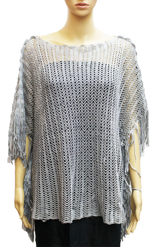 Elegant open-knit poncho -SHW029