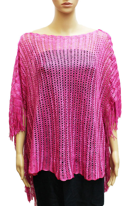 Elegant open-knit poncho -SHW029