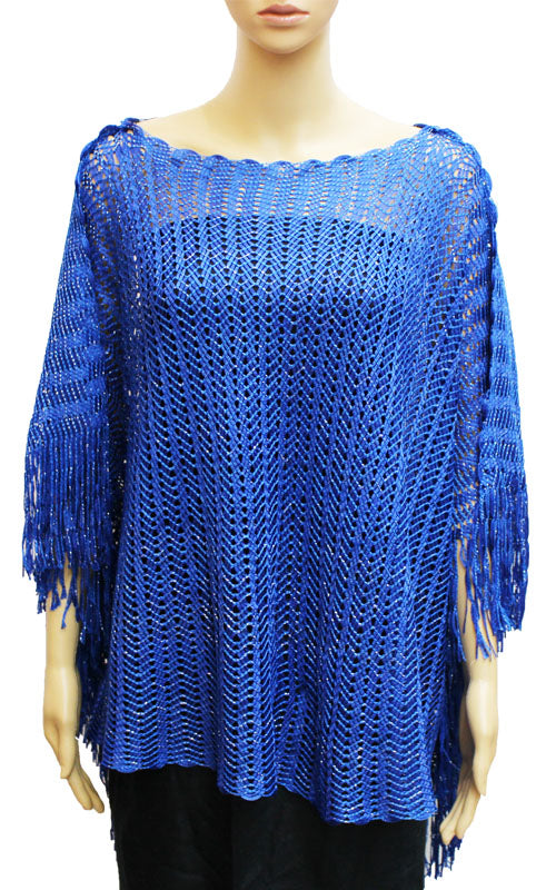 Elegant open-knit poncho -SHW029