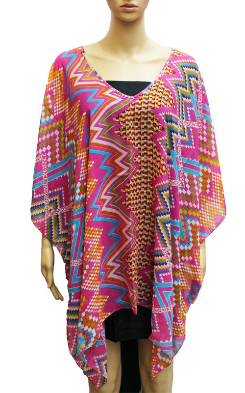 Snow Yarn Geometric Poncho-SHW034