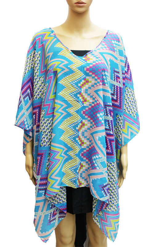 Snow Yarn Geometric Poncho-SHW034