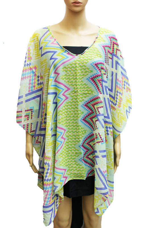 Snow Yarn Geometric Poncho-SHW034