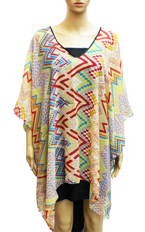 Snow Yarn Geometric Poncho-SHW034