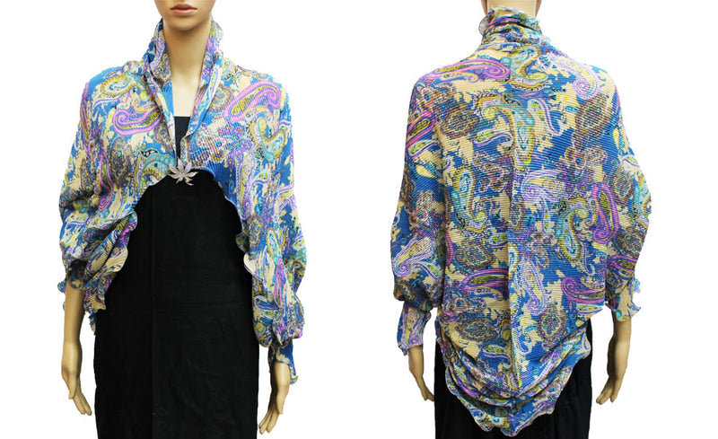 Crinkled Fabric Paisley Cardigan-SHW037