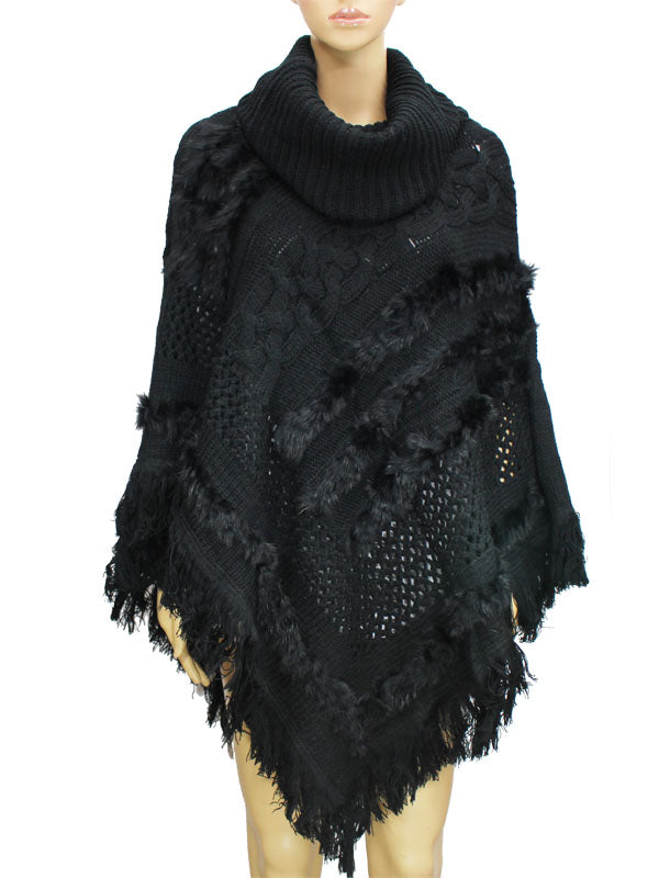 Cozy Plaid Turtleneck Poncho-SHW1502