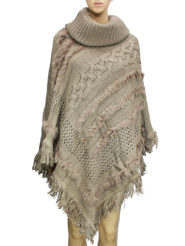 Cozy Plaid Turtleneck Poncho-SHW1502