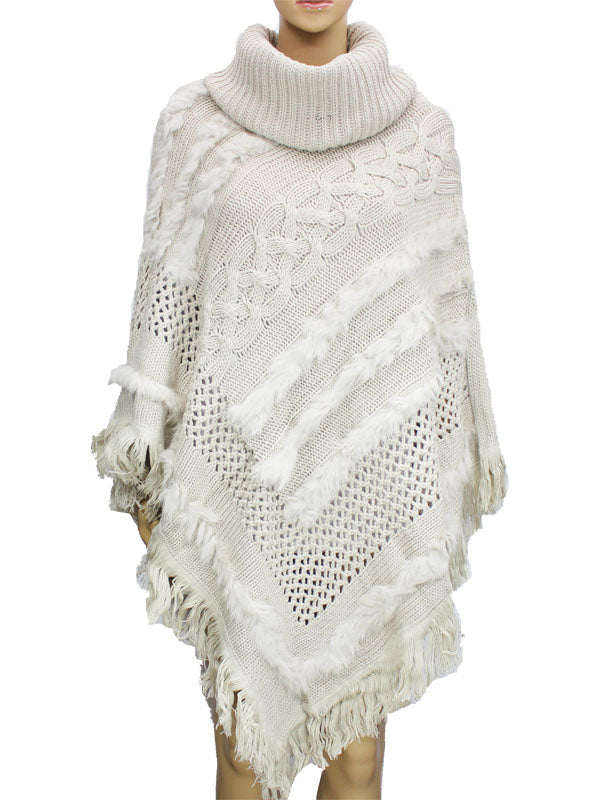Cozy Plaid Turtleneck Poncho-SHW1502