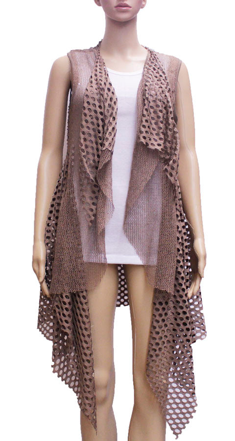Mesh Drape Open Vest-SHW1603