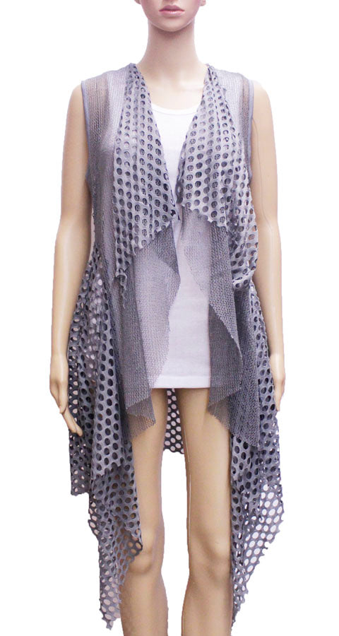 Mesh Drape Open Vest-SHW1603