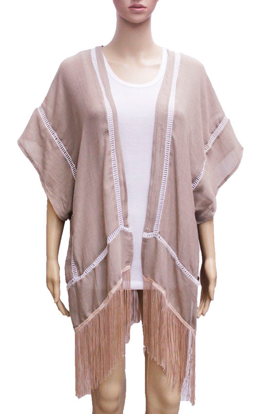 Boho Fringe Kimono Cardigan-SHW1606