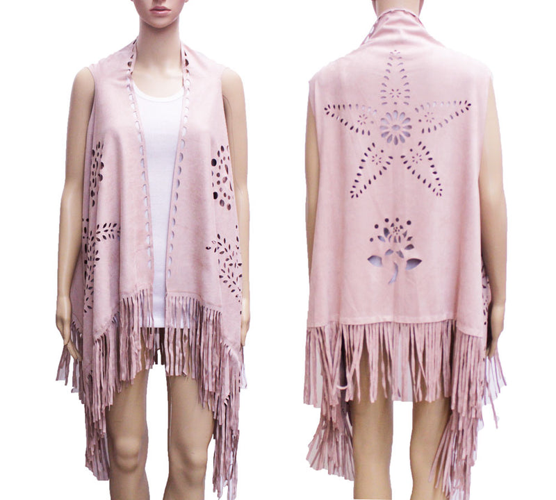 Laser-Cut Fringe Vest-SHW1608