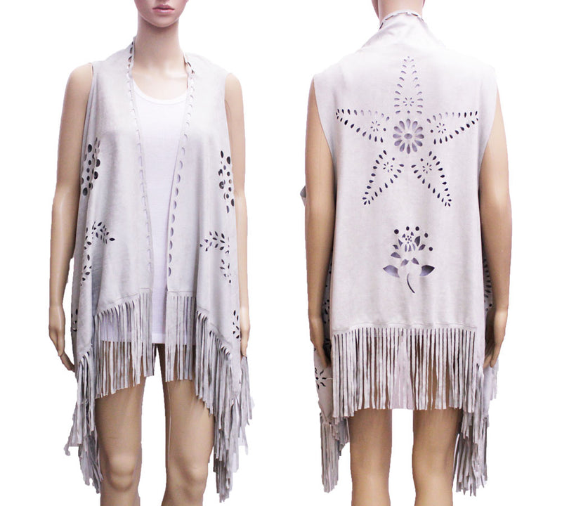 Laser-Cut Fringe Vest-SHW1608