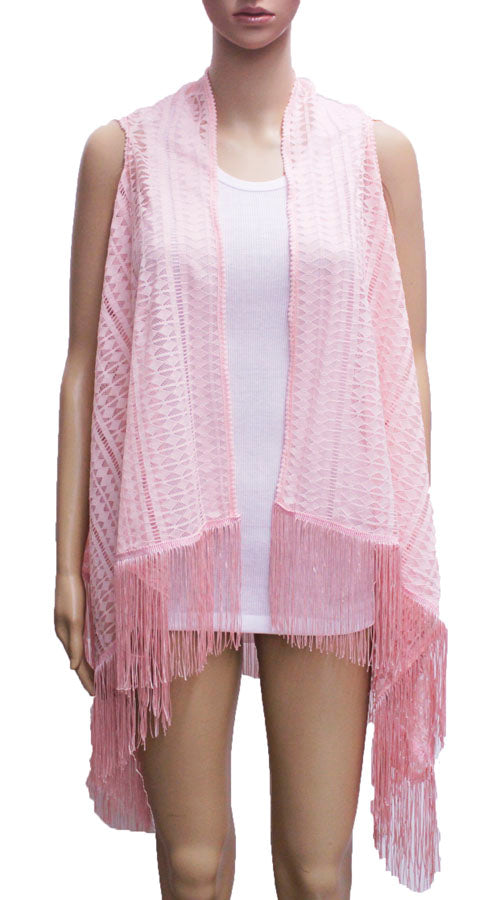 Sheer Fringe Vest-SHW1610