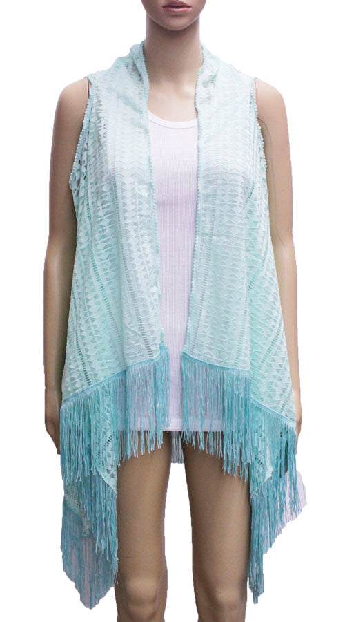 Sheer Fringe Vest-SHW1610