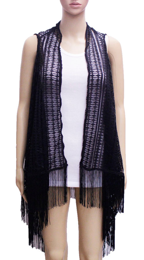 Sheer Fringe Vest-SHW1610