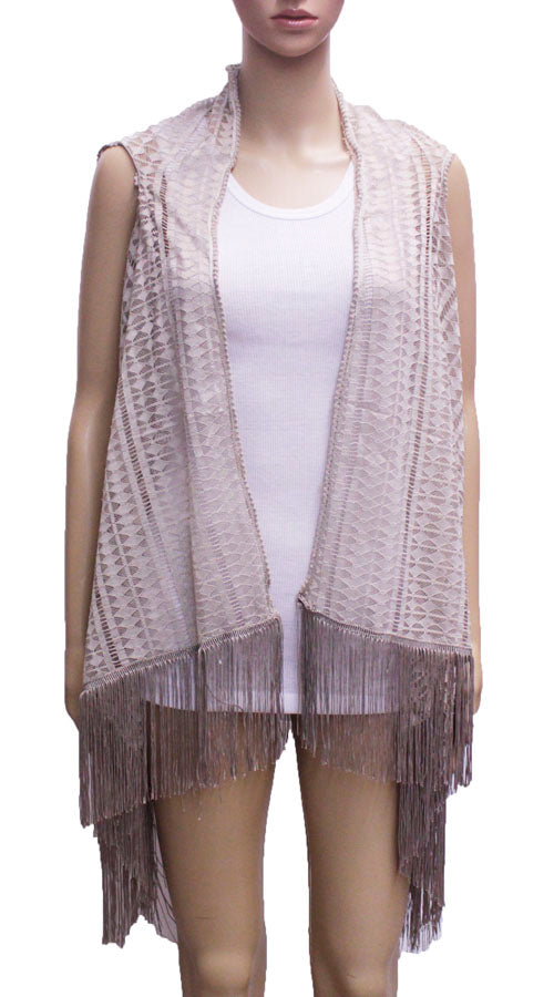 Sheer Fringe Vest-SHW1610