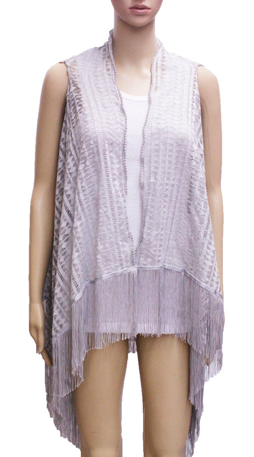 Sheer Fringe Vest-SHW1610