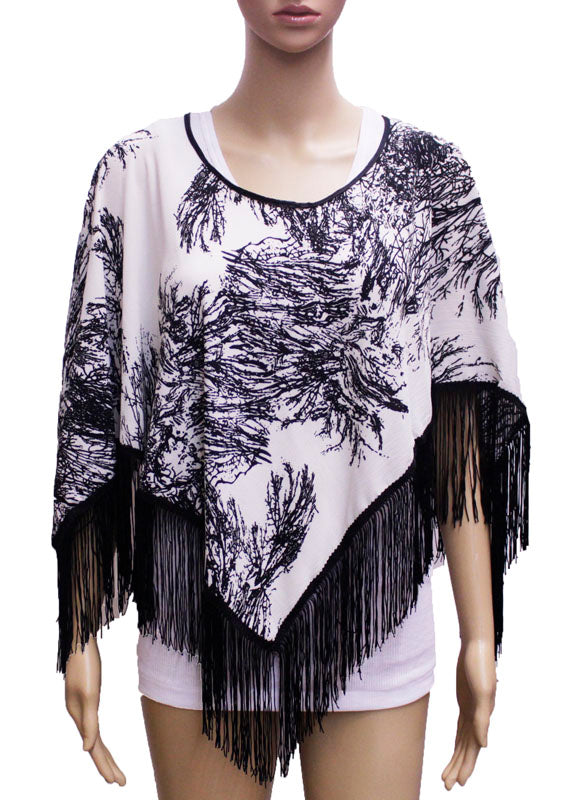 Abstract Fringe Poncho-SHW1616