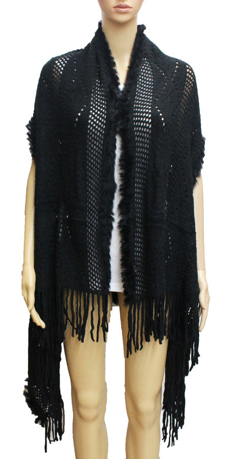 Elegant Fur Trim Shawl-SHW1626