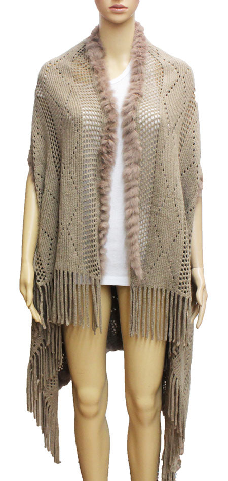 Elegant Fur Trim Shawl-SHW1626