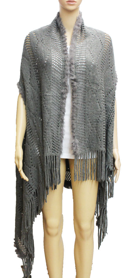 Elegant Fur Trim Shawl-SHW1626