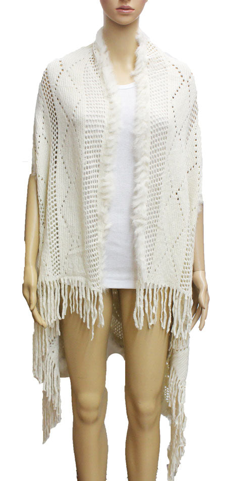Elegant Fur Trim Shawl-SHW1626