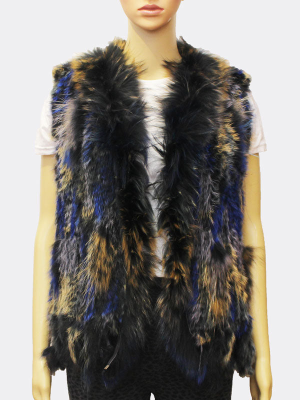 Multicolor Rabbit Fur Vest-SHW1701
