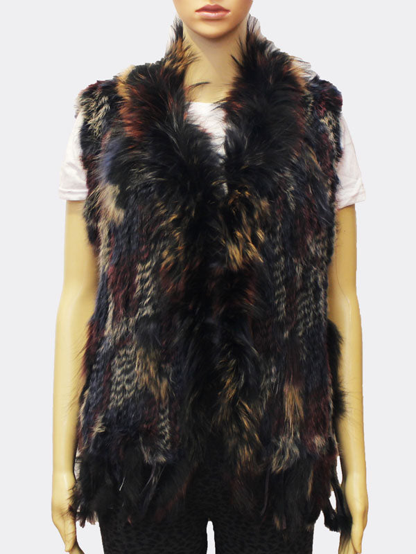 Multicolor Rabbit Fur Vest-SHW1701