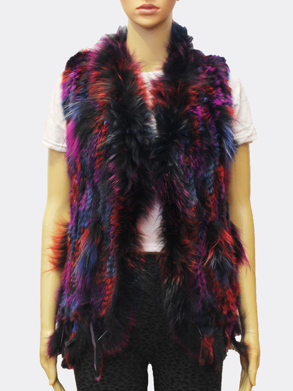 Multicolor Rabbit Fur Vest-SHW1701