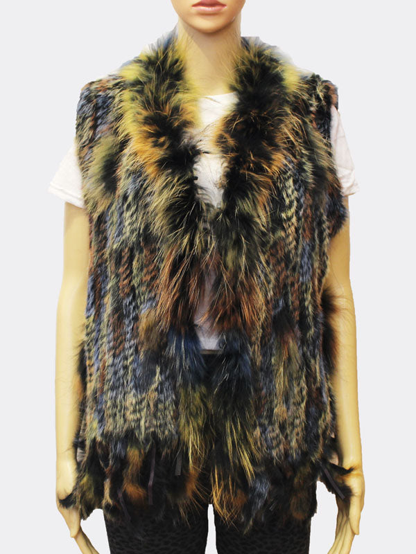 Multicolor Rabbit Fur Vest-SHW1701
