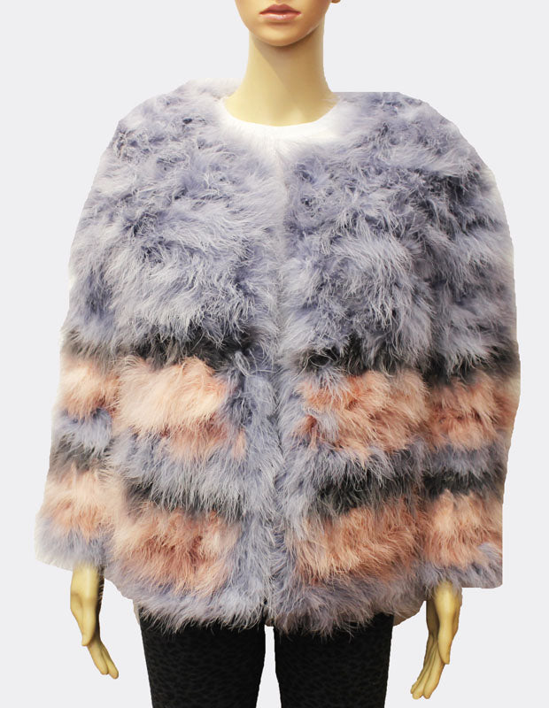 Fluffy Ombre Turkey Fur Coat-SHW1703