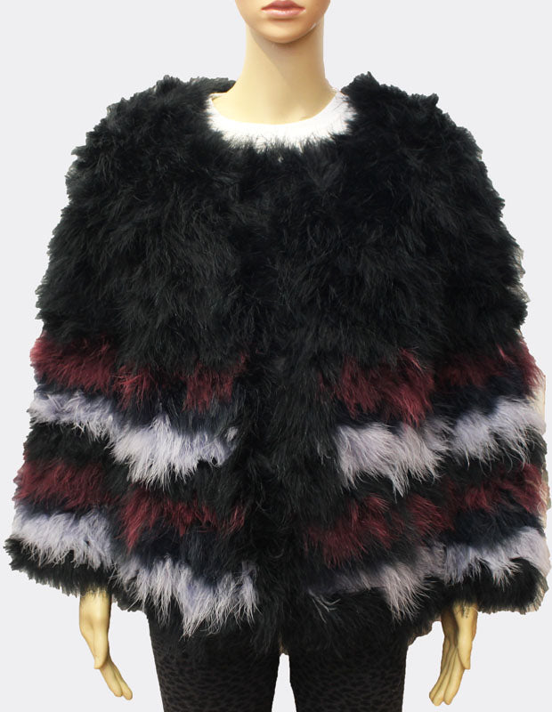 Fluffy Ombre Turkey Fur Coat-SHW1703
