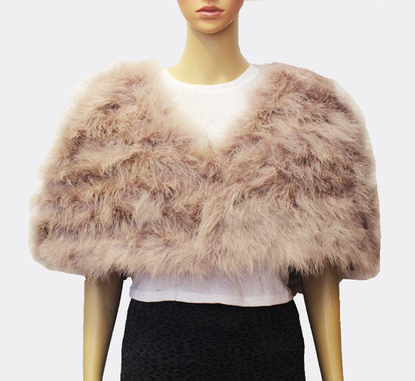 Feather and Fur Shoulder Shawl - SHW1704