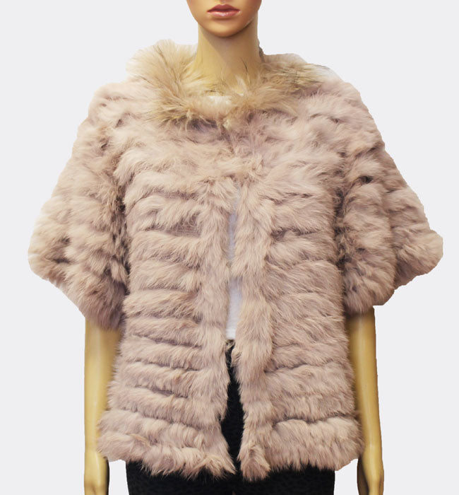 Rabbit Fur Short Sleeve Jacket - SHW1705