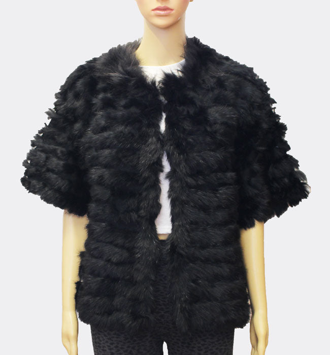 Rabbit Fur Short Sleeve Jacket - SHW1705