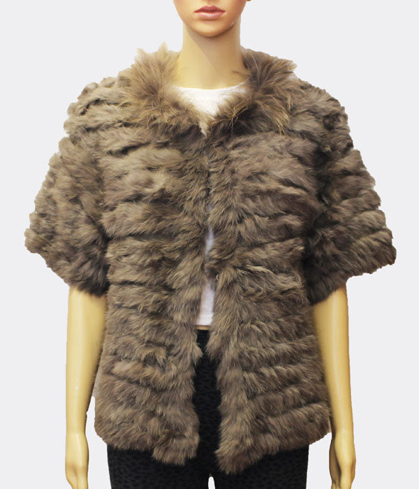 Rabbit Fur Short Sleeve Jacket - SHW1705