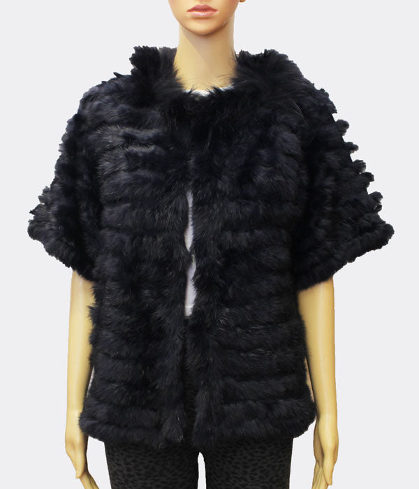 Rabbit Fur Short Sleeve Jacket - SHW1705